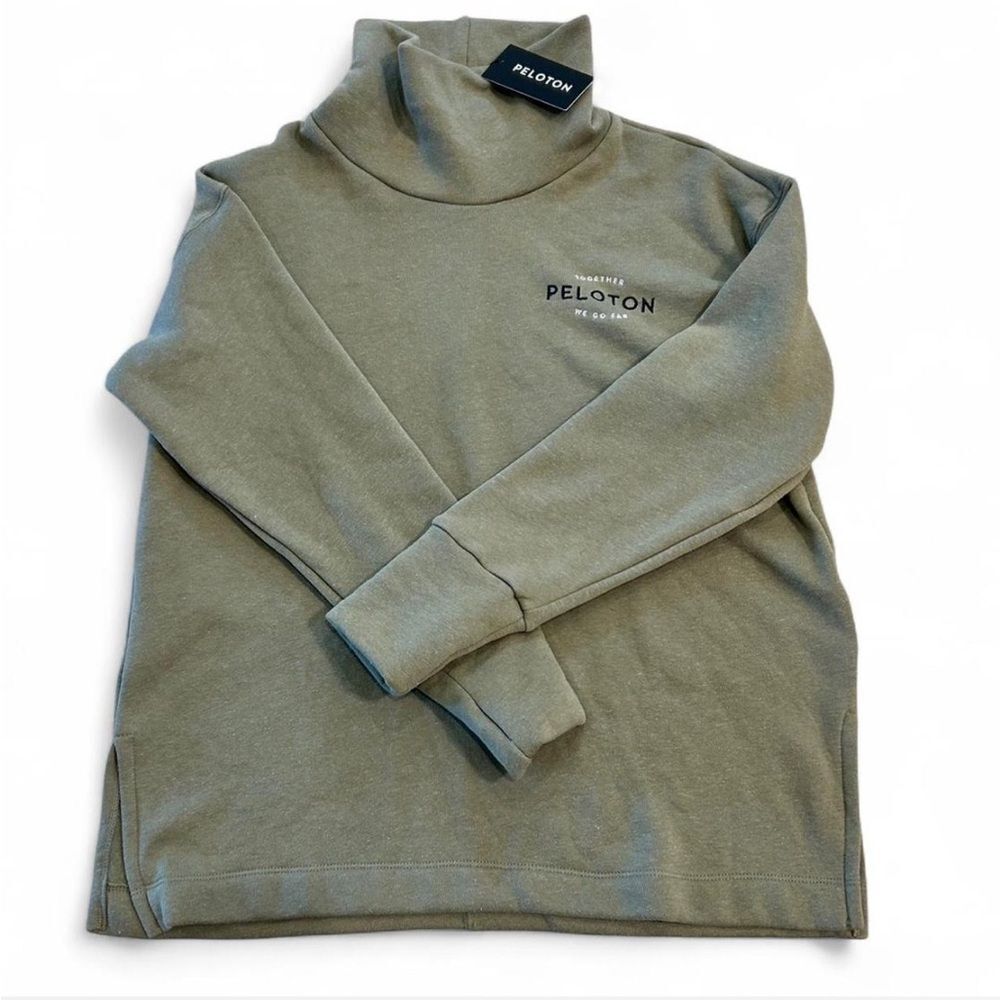 NWT Peloton Olive Green Funnel Neck Sweatshirt, Women’s Size Large - Picture 2 of 7